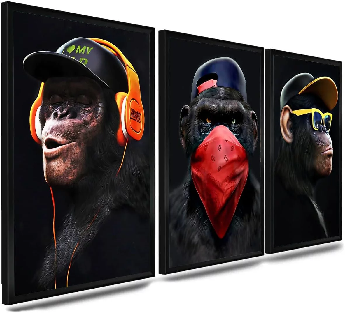 Kit 3 Quadros C/Moldura A3 - Gangue Dos Macacos