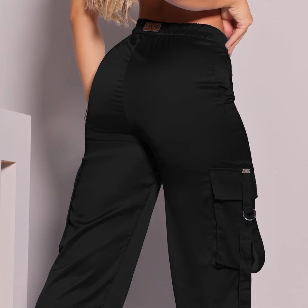 Calça Wide Leg Empório Pit Bull Cargo Conforto Estilo Urbano