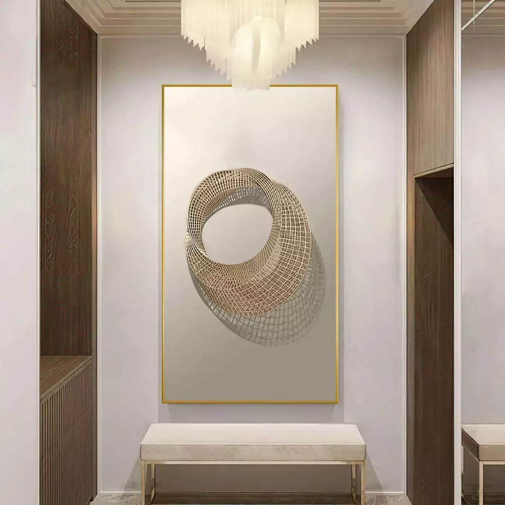 Quadro Decorativo 1 Tela: Anel Dourado Radiante e Reflexos de Elegância para um Toque de Luxo