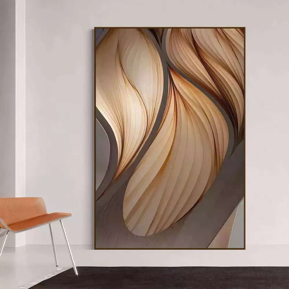 Quadro Decorativo 1 Tela: Abstração Orgânica - Formas e Texturas Naturais em Tons Neutros