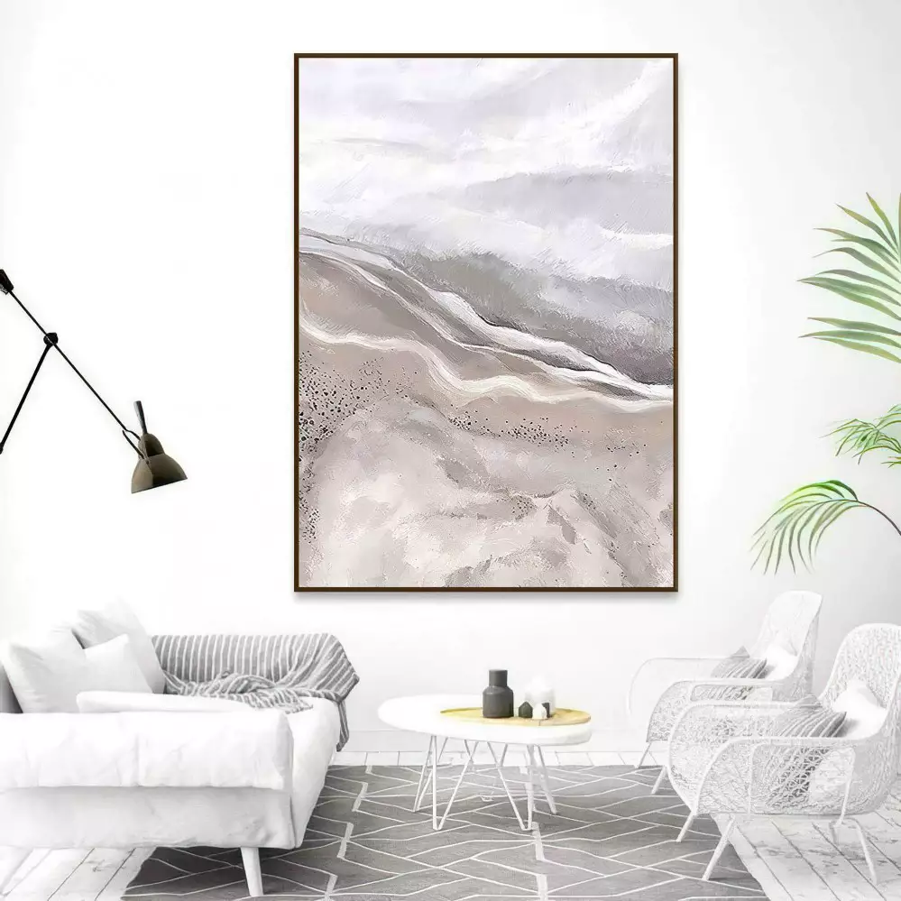 Quadro Decorativo 1 Tela: Abstração em Tons de Areia - Adicione um Toque de Modernidade