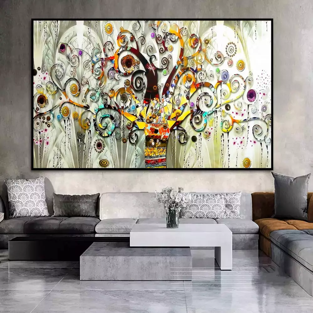 Quadro Decorativo 1 Tela: Árvore Abstrata Vibrante - Toque de Cor e Energia para seu Espaço