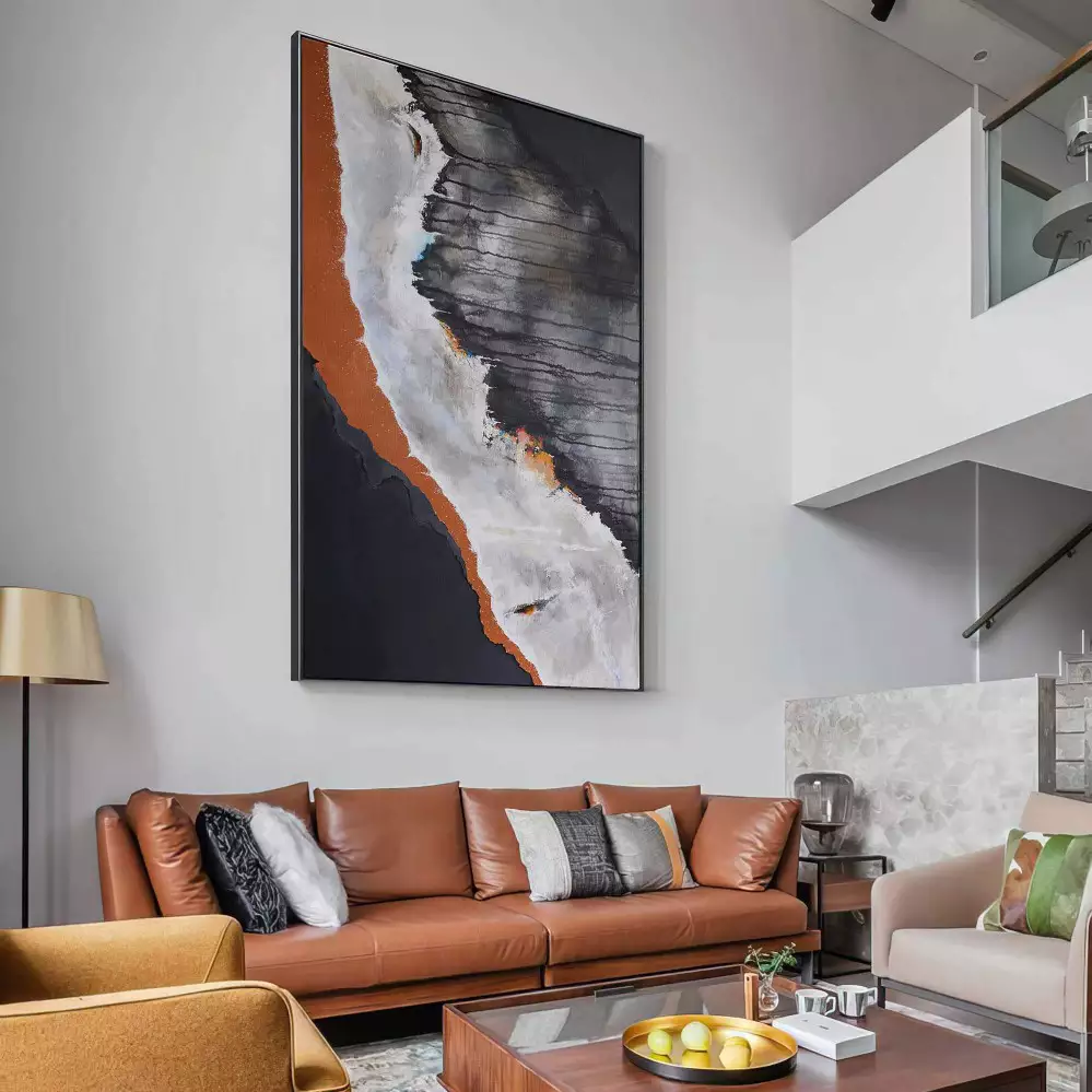 Quadro Decorativo 1 Tela: Explosão de Cores - Abstrato Dourado para Transformar Seu Ambiente