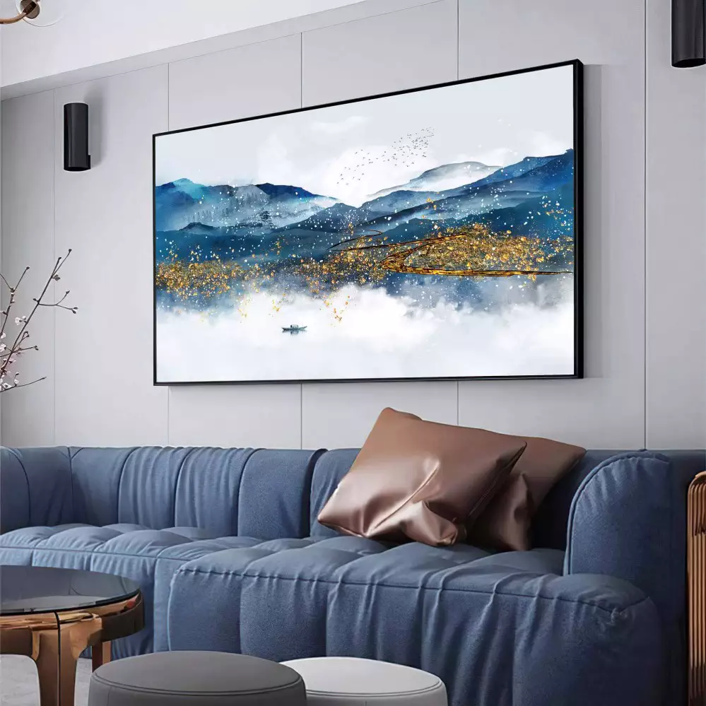 Quadro Decorativo 1 Tela: Paisagem Montanhosa Aquarelada - Tranquilidade e Majestade da Natureza