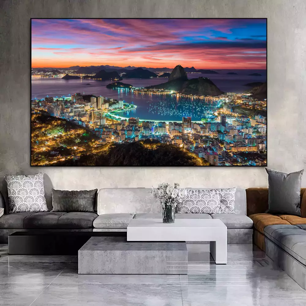 Quadro Decorativo 1 Tela: Encantos do Rio de Janeiro ao Entardecer para um Ambiente de Tranquilidade
