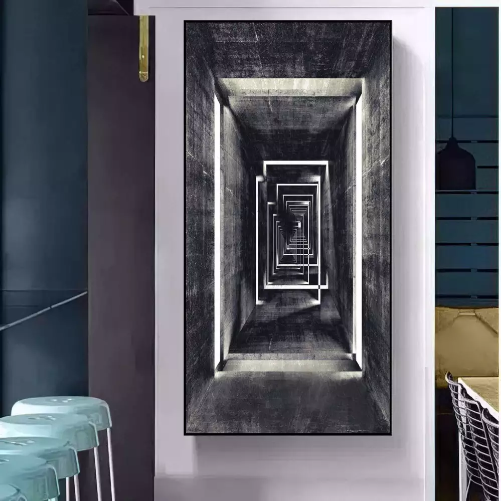 Quadro Decorativo 1 Tela: Paisagem Industrial Monocromática - O Mistério do Desconhecido