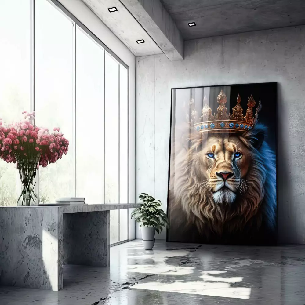 Quadro Decorativo Leão da Coroa Dourada