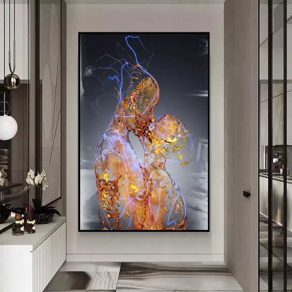 Quadro Decorativo 1 Tela: Emoções Intensas - Colagem Artística de Paixão, Energia e Mistério