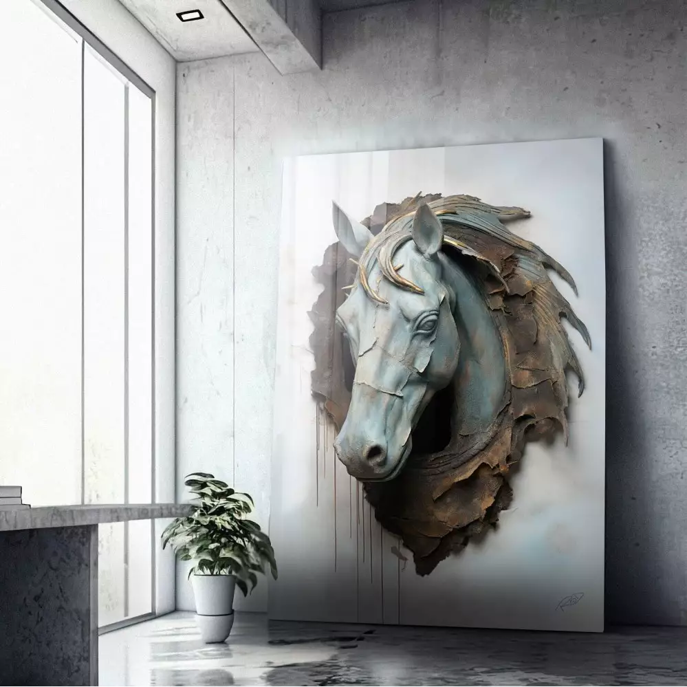 Quadro Decorativo 1 Tela - Estátua Busto de Cavalo