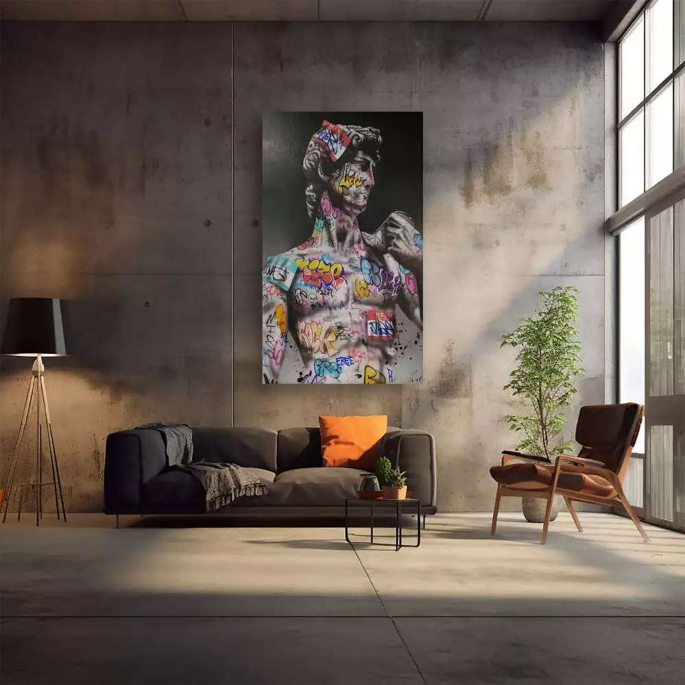 Quadro Decorativo 1 Tela: Graffiti Urbano - Arte de Rua Vibrante para um Ambiente Moderno e Descolado