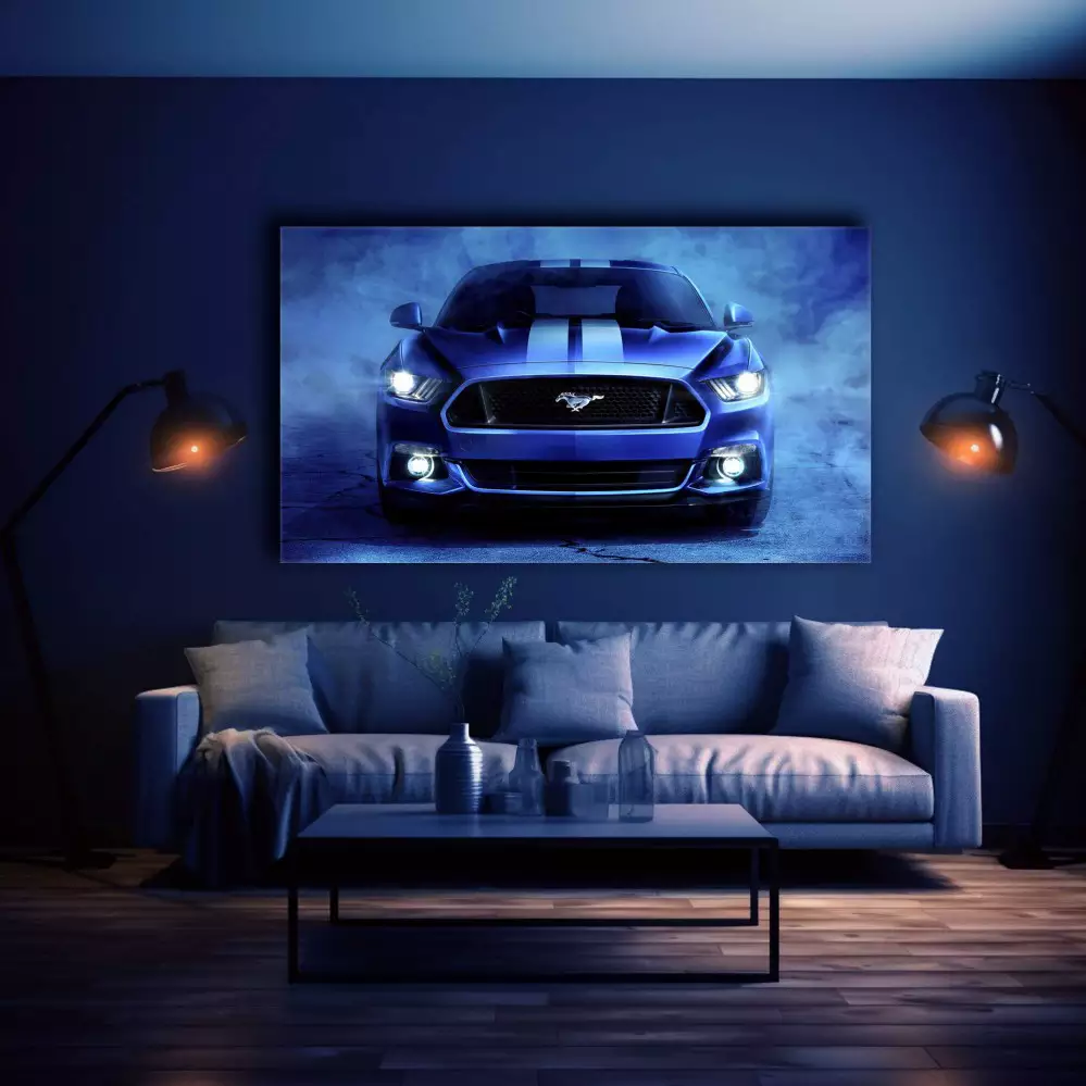 Quadro decorativo 1 tela: Carro Esportivo Azul - Adicione um Toque de Velocidade e Estilo Urbano