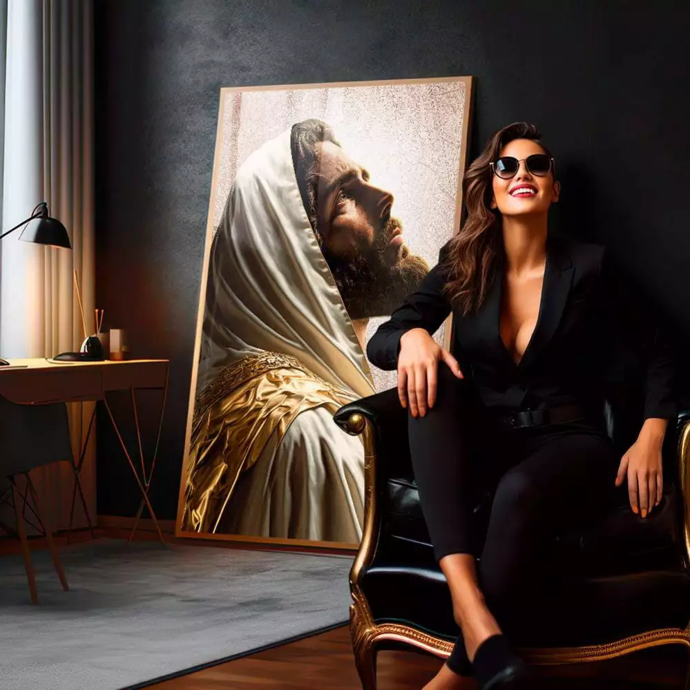 Quadro Decorativo 1 Tela: Jesus em Múltiplas Perspectivas - Inspiração para Fé e Reflexão Espiritual