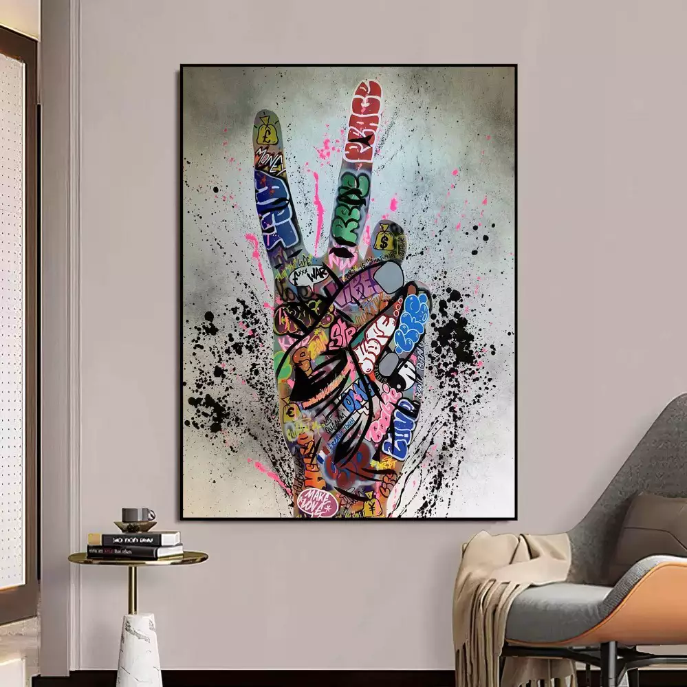 Quadro Decorativo 1 Tela: Expressão Urbana - Graffiti Autêntico e Skate em Tons Escuros e Gritantes