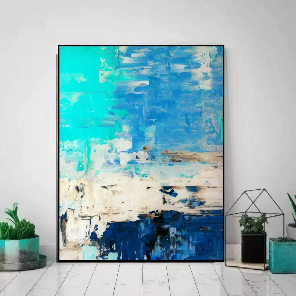 Quadro Decorativo 1 Tela: Fascinante Abstração em Azul - Uma Experiência Artística Evocativa e Unificada