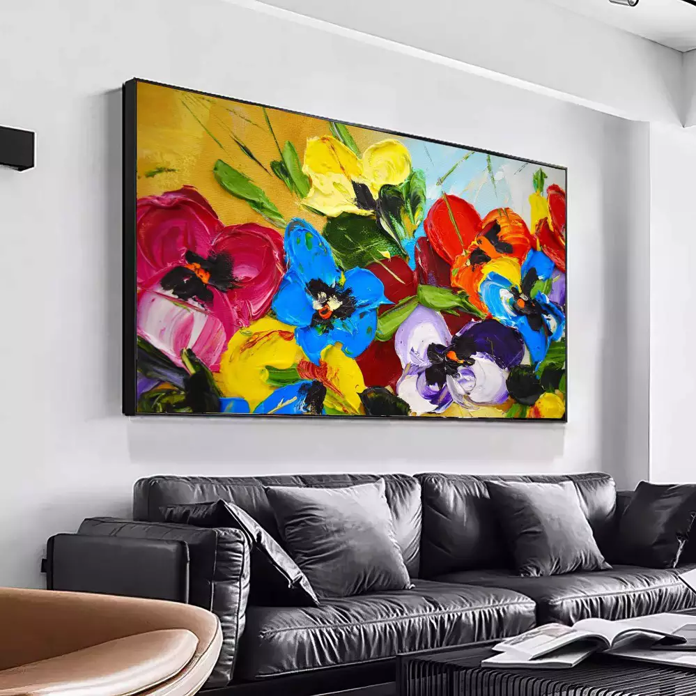 Quadro Decorativo 1 Tela: Deixe seu Ambiente Vibrar Com as Pinceladas em Forma de Flor