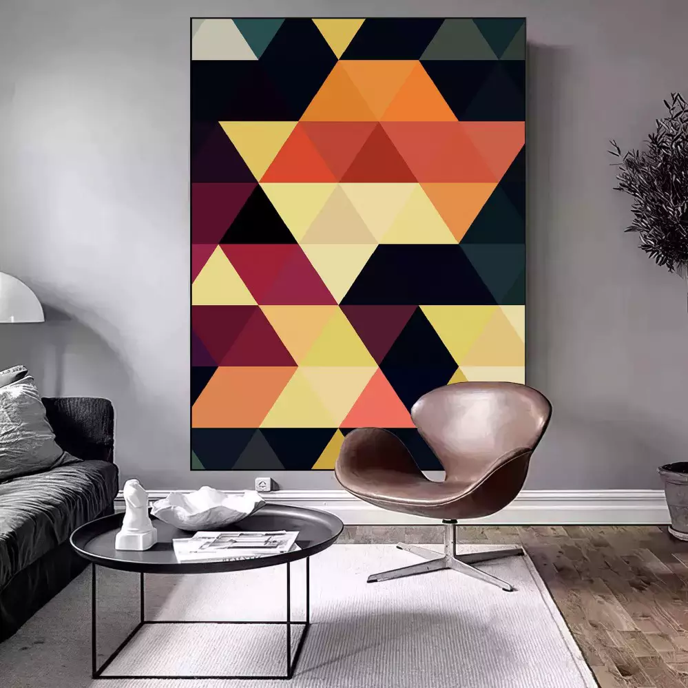 Quadro Decorativo 1 Tela: Explosão Geométrica - Mosaico Vibrante de Cores e Formas Abstratas