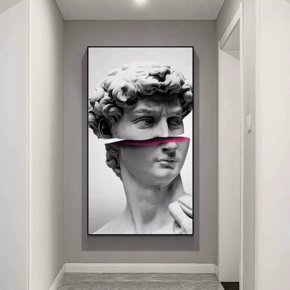 Quadro Decorativo 1 Tela: Galeria de Esculturas Monocromáticas - Mistério e Majestade