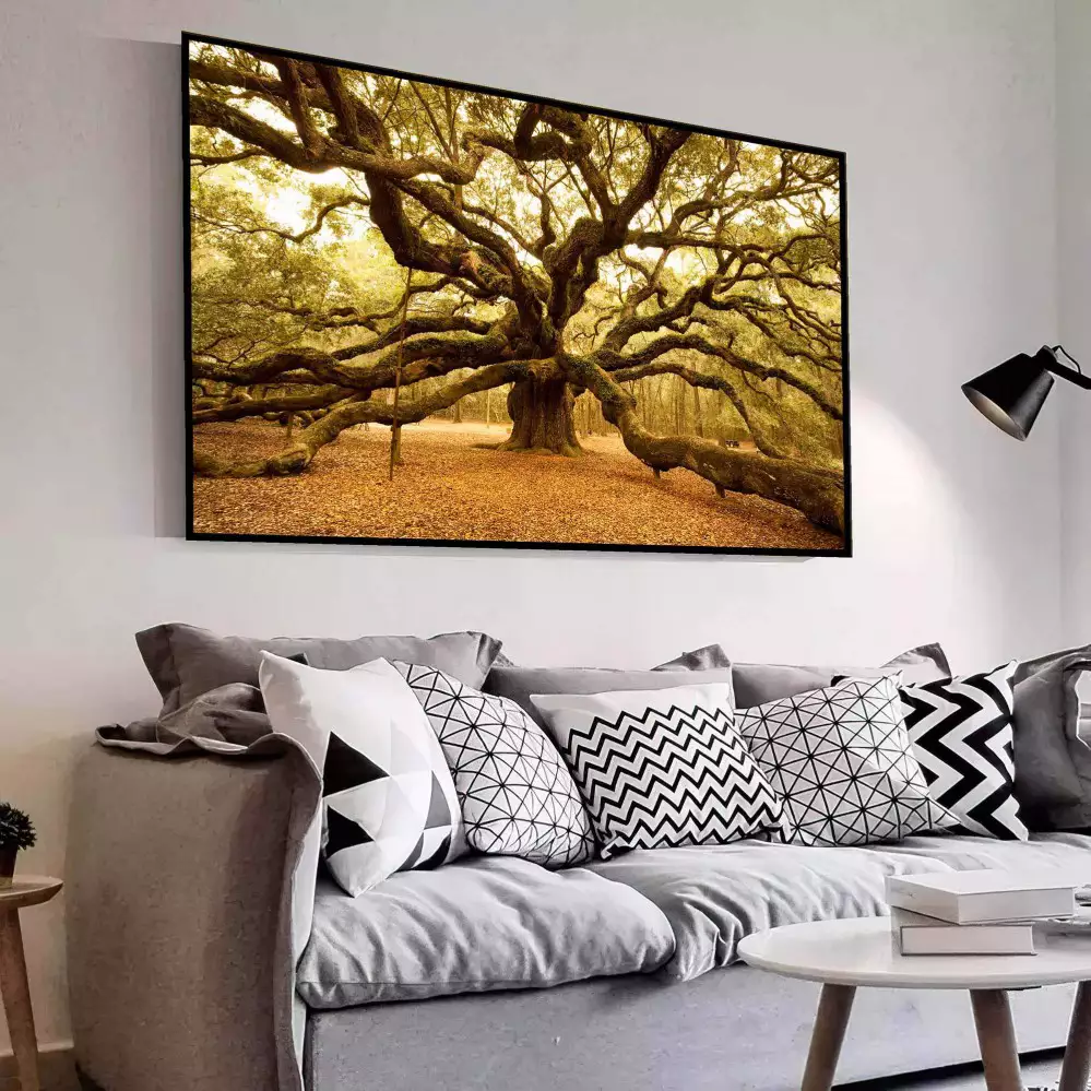 Quadro Decorativo 1 Tela: Majestoso Carvalho em Floresta Tranquila - Serenidade e Beleza Natura