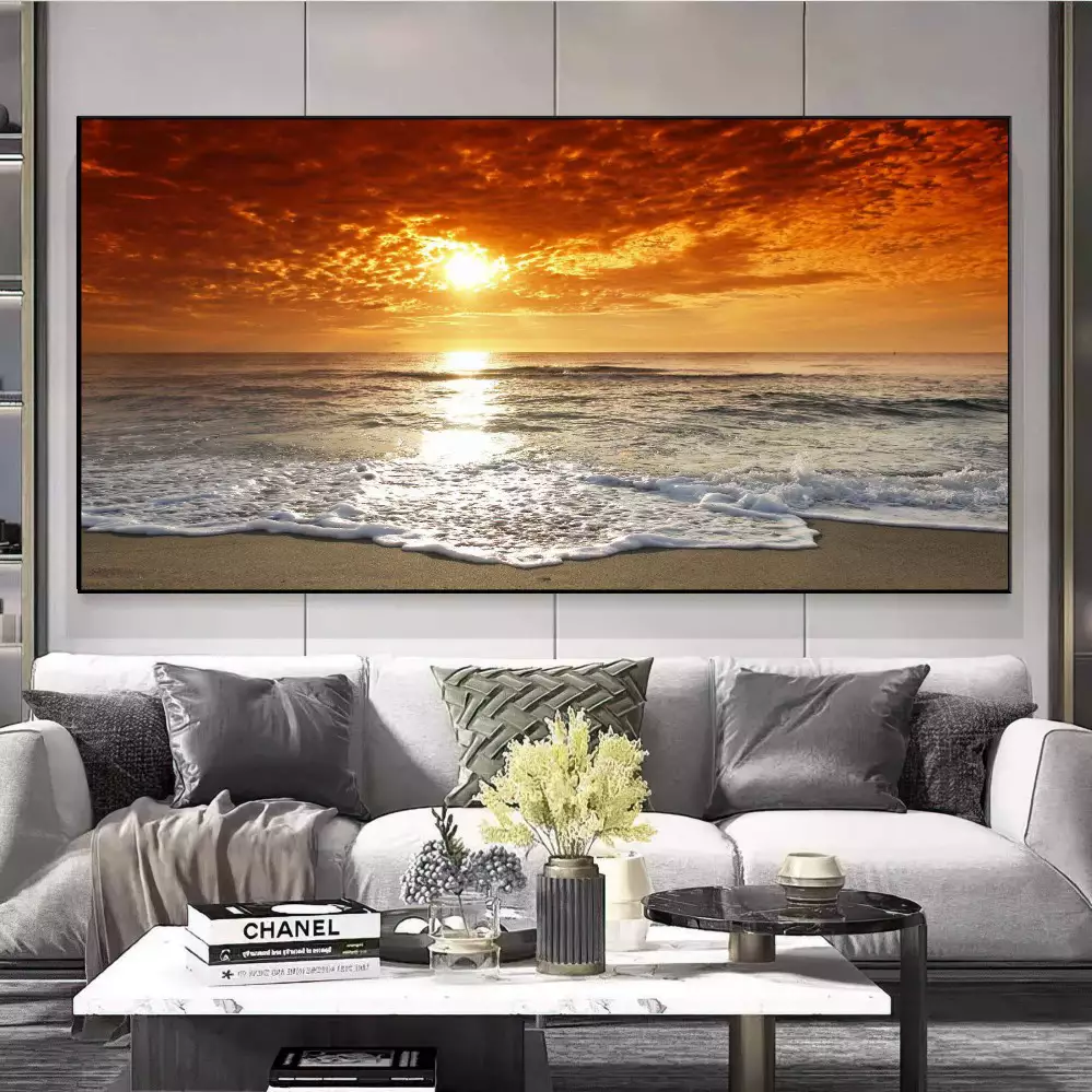 Quadro Decorativo Mar ao Pôr do Sol