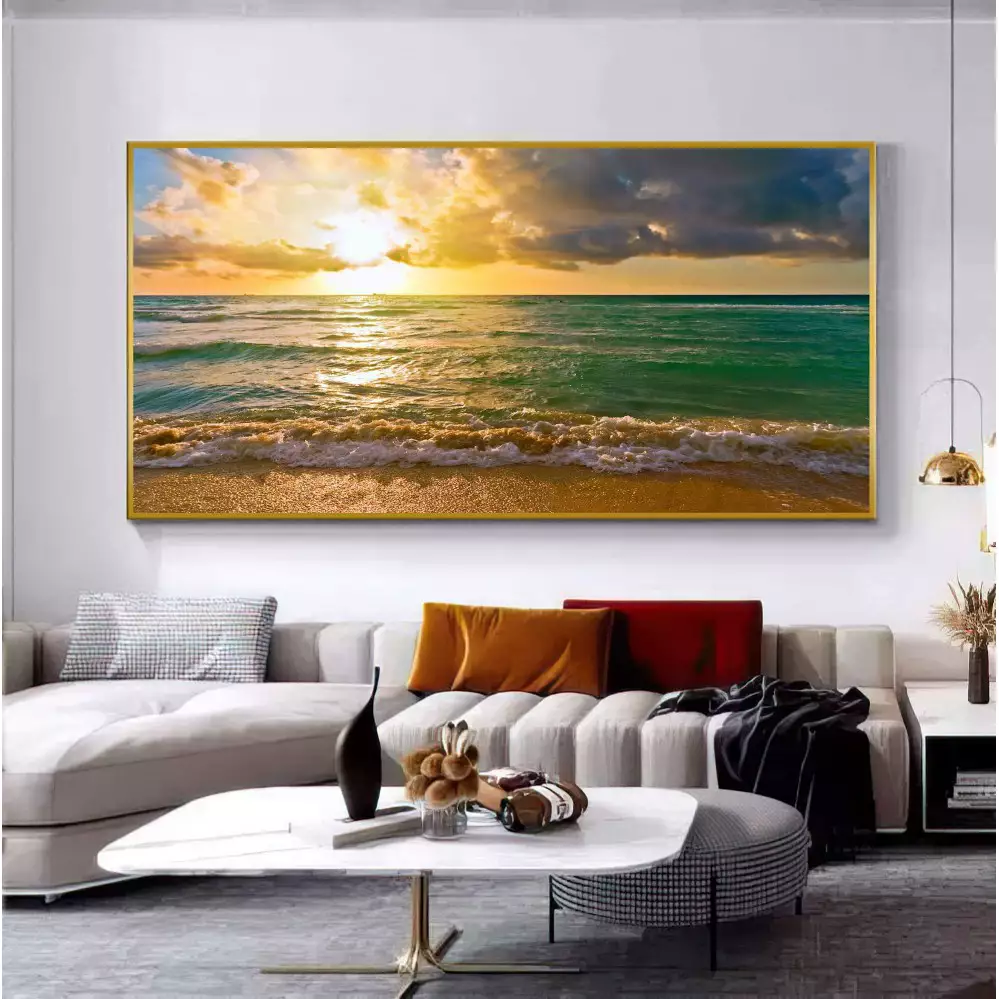 Quadro Decorativo 1 tela: Praia ao Pôr do Sol