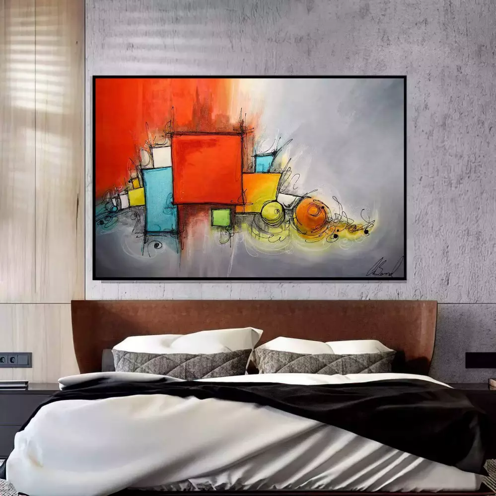 Quadro Decorativo Deixe a imaginação Fluir com este Encantador Abstrato Geometrico