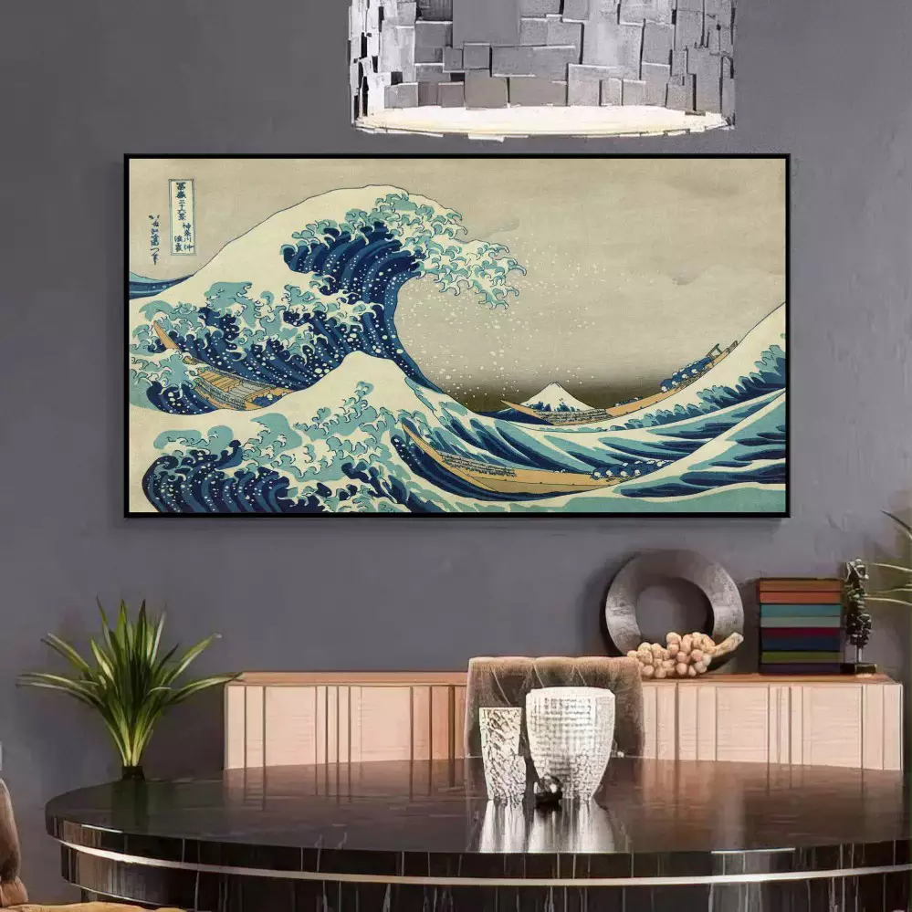 Quadro Decorativo 1 Tela: A Grande Onda de Kanagawa de Hokusai para um Ambiente