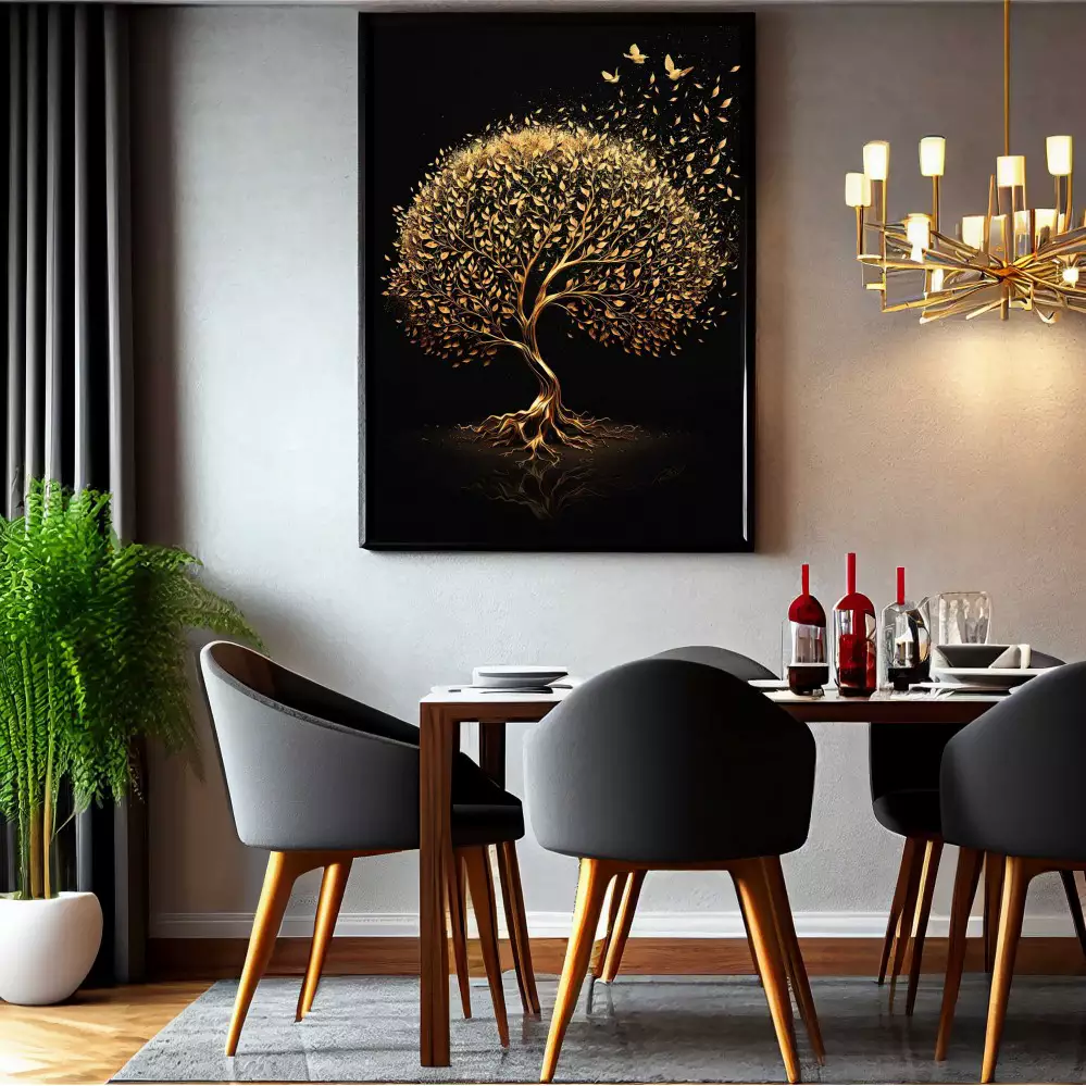 Quadro Decorativo Árvore Encantada de Ouro