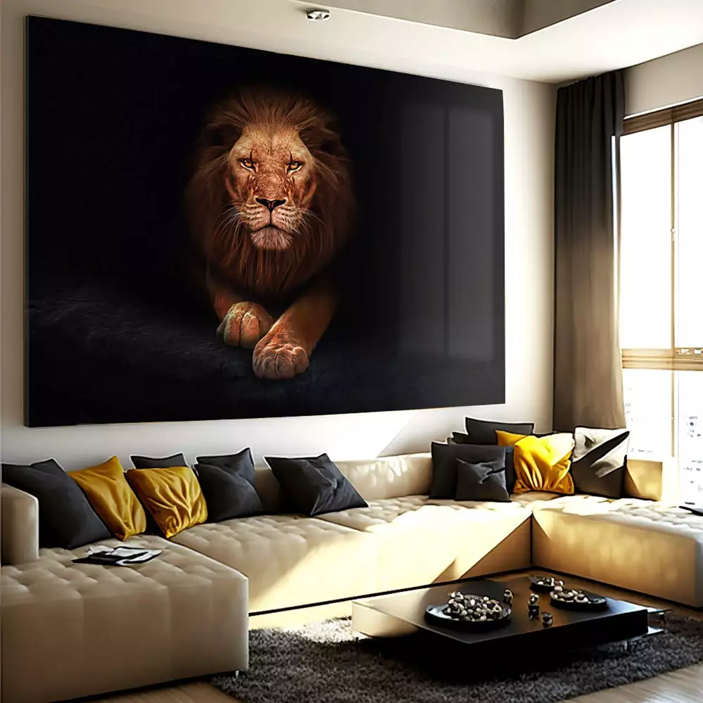 Quadro Decorativo 1 Tela: Majestade Selvagem - Deixe a Força e Beleza do Rei dos Animais