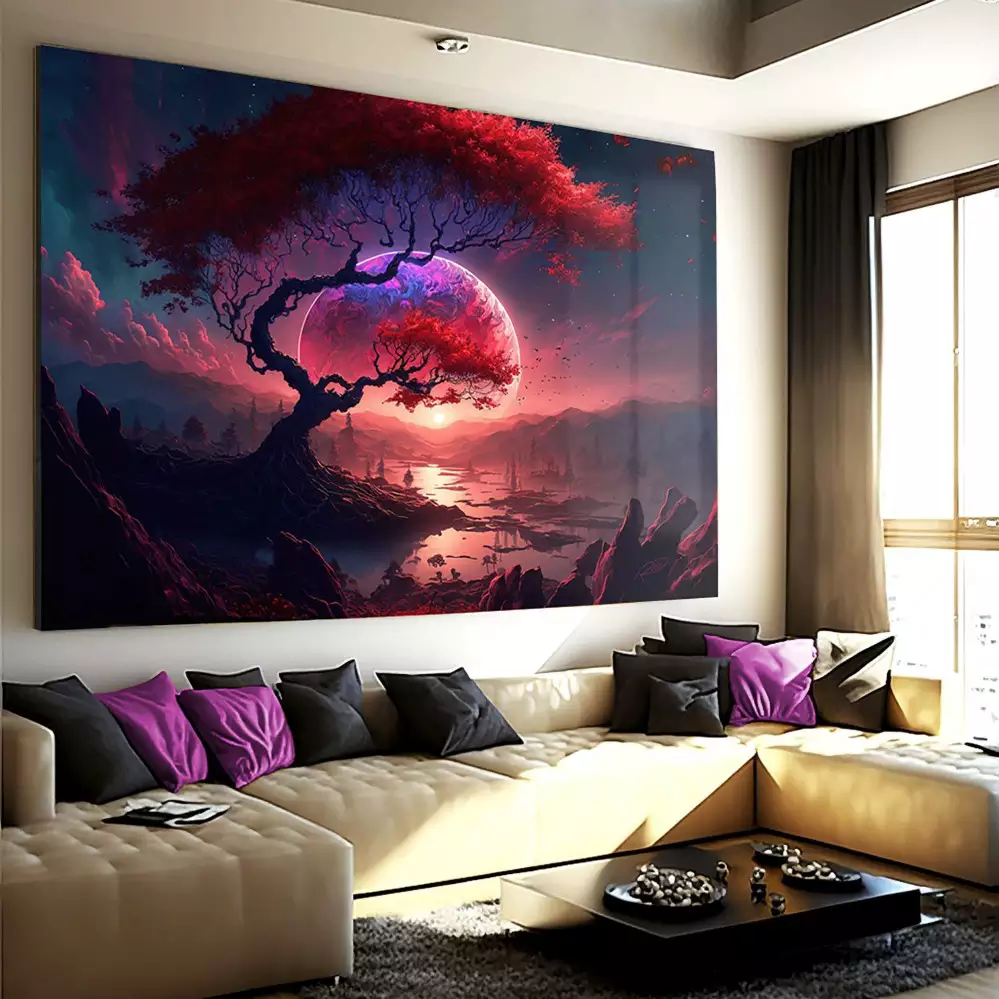 Quadro decorativo 1 Tela Árvore da Vida Planeta Vermelho