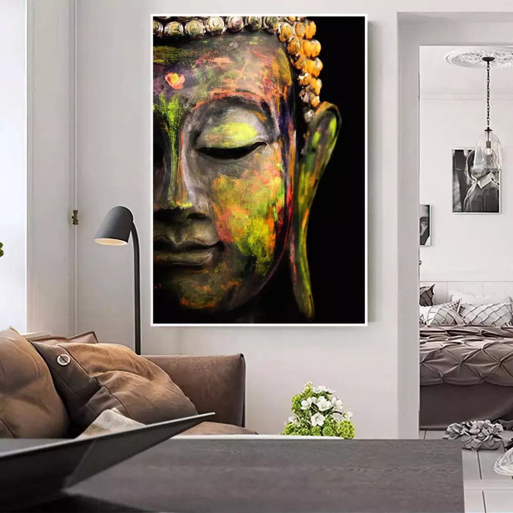 Quadro Decorativo 1 Tela: Buda em Contraste - Inspire Paz e Tranquilidade com Arte Oriental