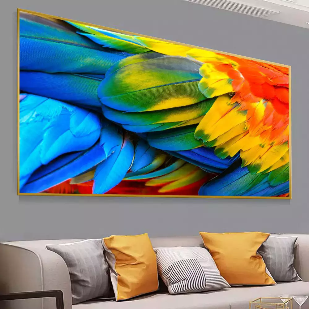 Quadro Decorativo 1 Tela: Penas Coloridas