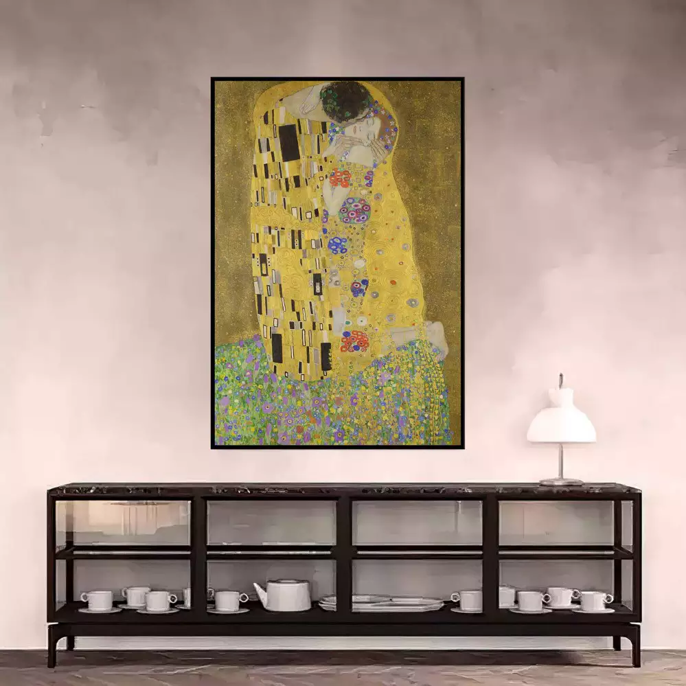 Quadro decorativo 1 tela: Beijo Dourado - Reinterpretação de 'O Beijo' de Gustav Klimt,