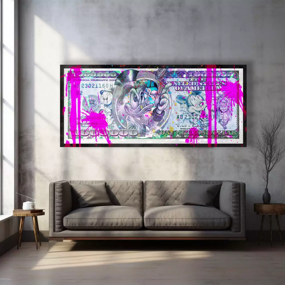 Quadro Decorativo 1 Tela: Dinheiro Abstrato - Uma Visão Artística e Colorida do Dólar