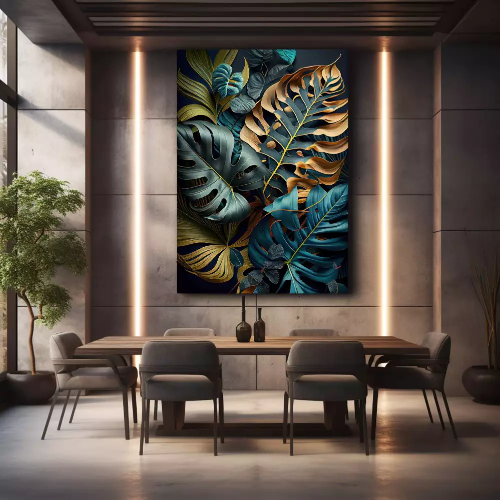 Quadro Decorativo 1 Tela - Paraíso Tropical Noturno