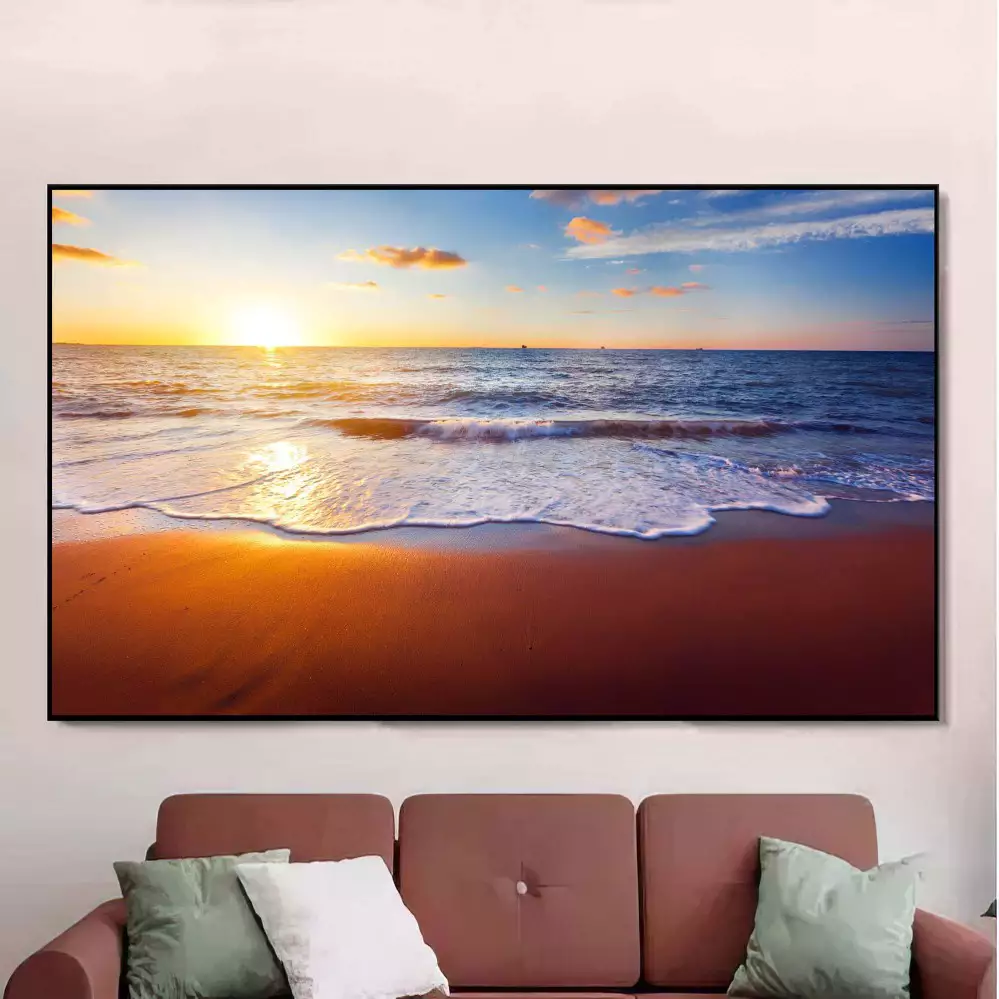 Quadro Decorativo 1 Tela: Pôr do Sol na Praia para um Ambiente de Serenidade e Beleza Natural