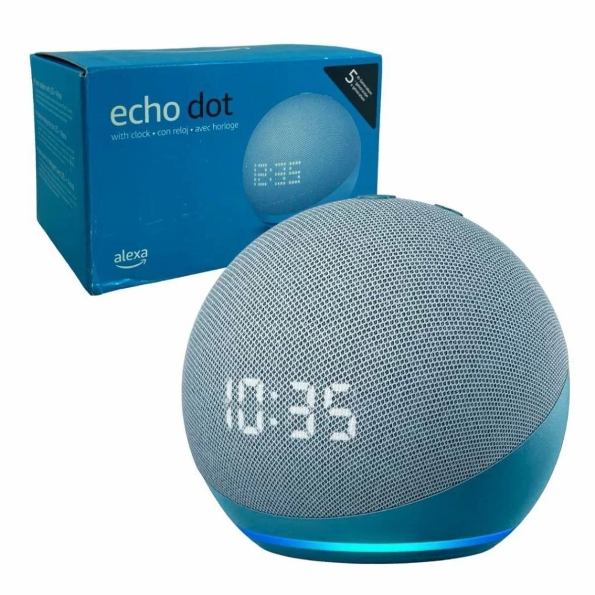 Echo Dot 5ª geração com Relógio | Smart speaker com Alexa | Display de LED ainda melhor